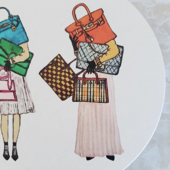 NWT Fashion Coasters Set of 4 Cute Hand Drawn Unique Handbag Sketches - Picture 11 of 11
